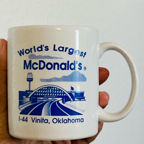 McDonald's Other - Vintage White & Blue World’s Largest McDonald’s Oklahoma Glass Cup Mug